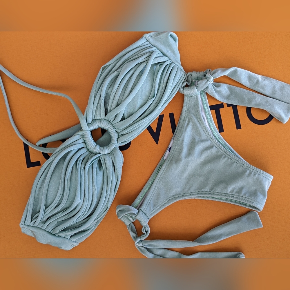 Seafoam green bandeau bikini